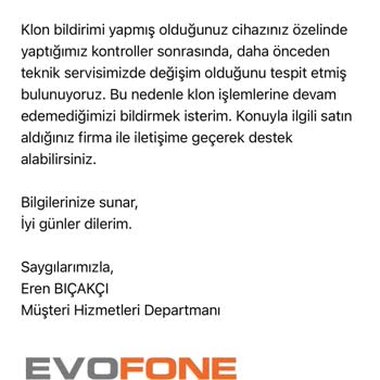 Sıfır Diye Satılan Cihazın Klonlanmış Ve Değişim Ürünü Çıkması, İade Talebime Cevap Alamıyorum