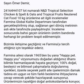 Kedilerimde Tüy Dökülmesine Sebep Olan Bozuk Mama İadesi Reddedildi