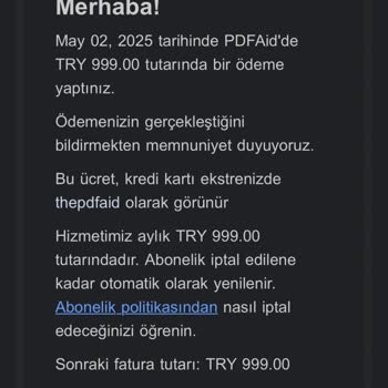 Onayım Olmadan Üyelik Başlatılıp Ücret Tahsil Edildi