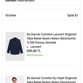 DS Damat'tan Aldığım Gömlekler Teslim Edilmiyor, Paramı Geri İstiyorum!