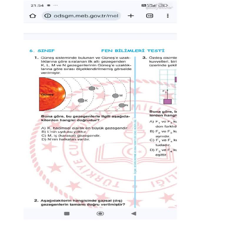 Bursluluk Sınavı Fen Bilimleri Sorusunda Cevap Hatası Mağduriyeti