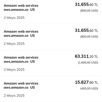 Gece Yarısı Kartımdan İzinsiz Yüksek Tutarlı AWS İşlemleri