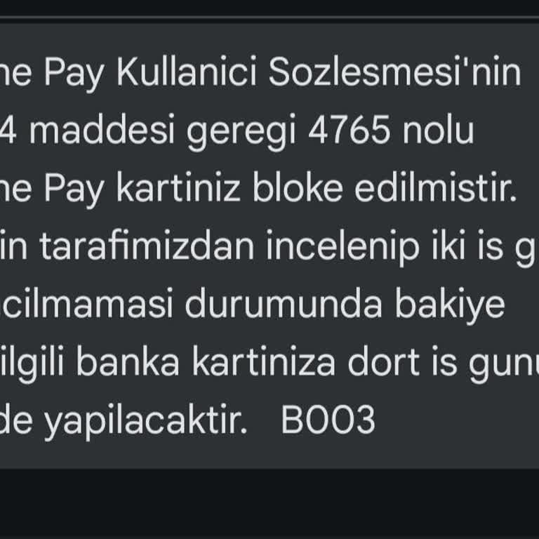 Vodafone Pay Kartım Haksız Yere Kapatıldı, Acil Açılmasını İstiyorum