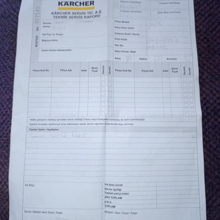 Karcher Dik Süpürge İle Yaşanan Çekim Gücü Ve Servis Sorunları