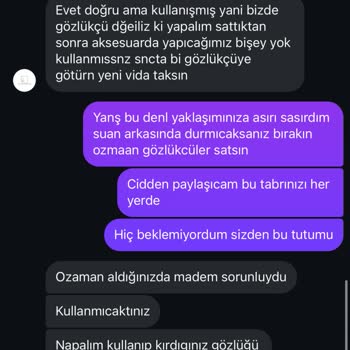 Aldığım Gözlüğün Vidaları Sıcakta Düşüyor, Mağaza İlgisiz Ve Çözüm Sunmuyor