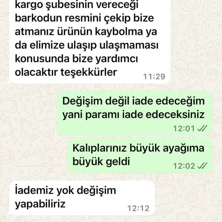 Yanlış Numara Ayakkabı İade Kabul Edilmiyor Mağduriyetim Giderilmiyor