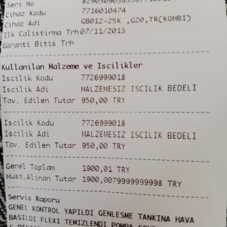 Parça Değişimi Olmadan Alınan Yüksek Servis Ücretine İtiraz