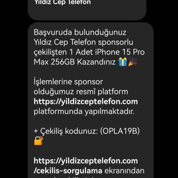 Çekiliş Kazanma Bildirimi Sonrası Kişisel Bilgi Ve Ücret Talebi