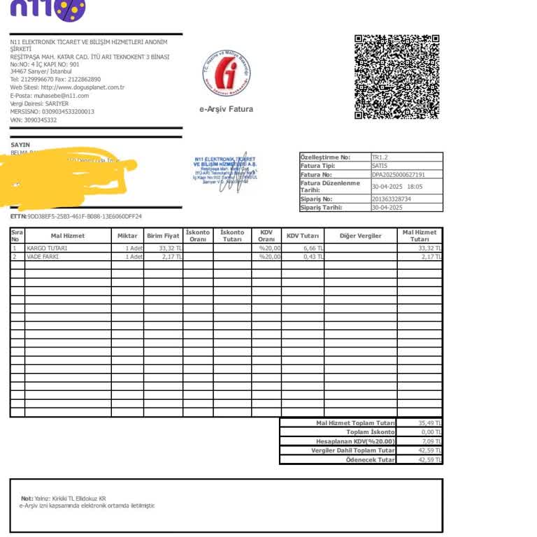 Sovos Digital Planet'ten Alakasız Fatura Gönderildi