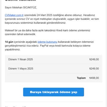 CV Hazırlama Sitesinden Habersiz Abonelik Ve Yüksek Ücret Şoku