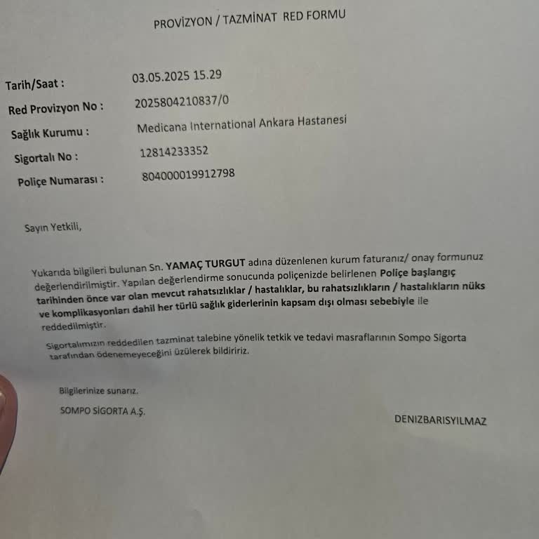 Çocuğumun Hastane Provizyonu Nüks Hastalık Bahanesiyle Reddedildi