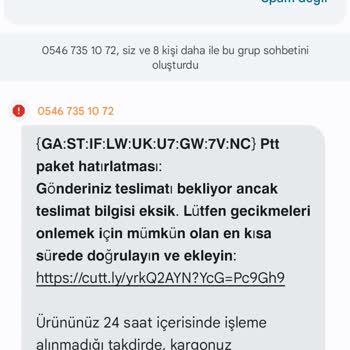 Bilinmeyen Kargo Mesajı Nedeniyle Kişisel Veri Güvenliği Endişesi