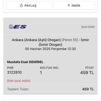 Biletim Haberim Olmadan İptal Edildi, Mağduriyet Yaşıyorum