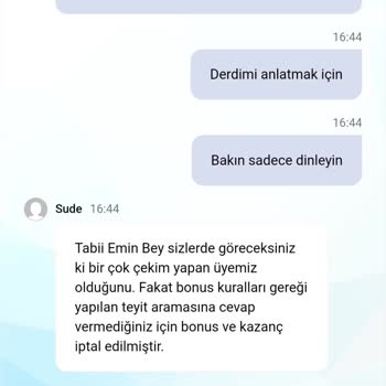 Davet Bonusu Sözü Tutulmadı Çekimim Reddedildi