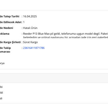 Yanlış Ürün Gönderildi İade Ve Para İadesi Yapılmadı