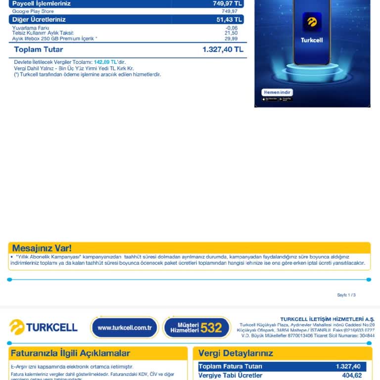 Yetkisiz Google Play Harcaması Faturama Yansıtıldı, İade Talep Ediyorum