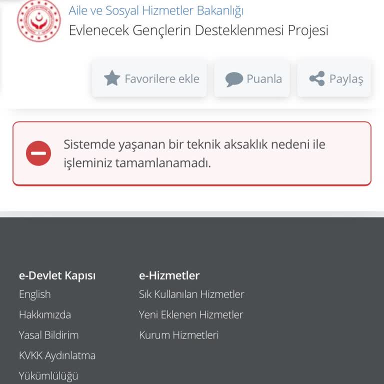 E-Devlet | Turkiye.gov.tr Evlenecek Gençler Destek Projesinde Sürekli Teknik Aksaklık!