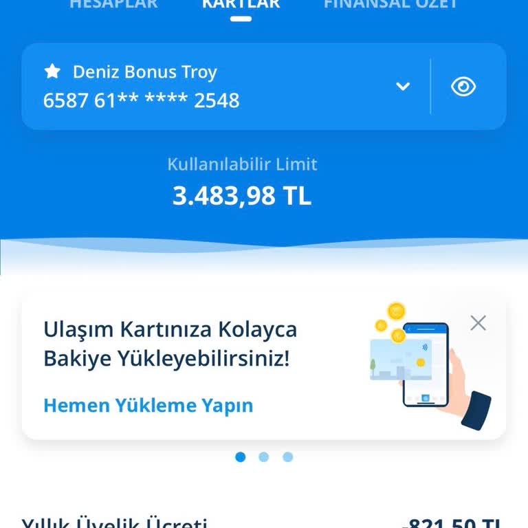 Denizbank Kredi Kartıma Yansıtılan Yıllık Üyelik Ücretinin İptalini Talep Ediyorum