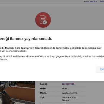 Sahibinden.com'da Motor İlanı Yayınlama Sorunu Ve Destek Talebi