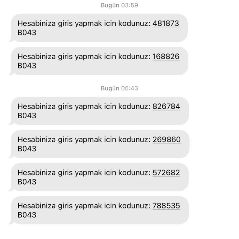 Bilinmeyen Firmadan Gelen Tekrarlayan Giriş Kodu Mesajları Hakkında Şikayet