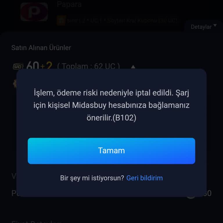 Midasbuy Üzerinden PUBG Mobile UC Satın Alımında Sürekli Hata Alıyorum
