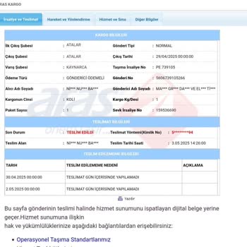Teslim Edilmemiş Kargoyu Teslim Edildi Göstermek Ve Şube İlgisizliği