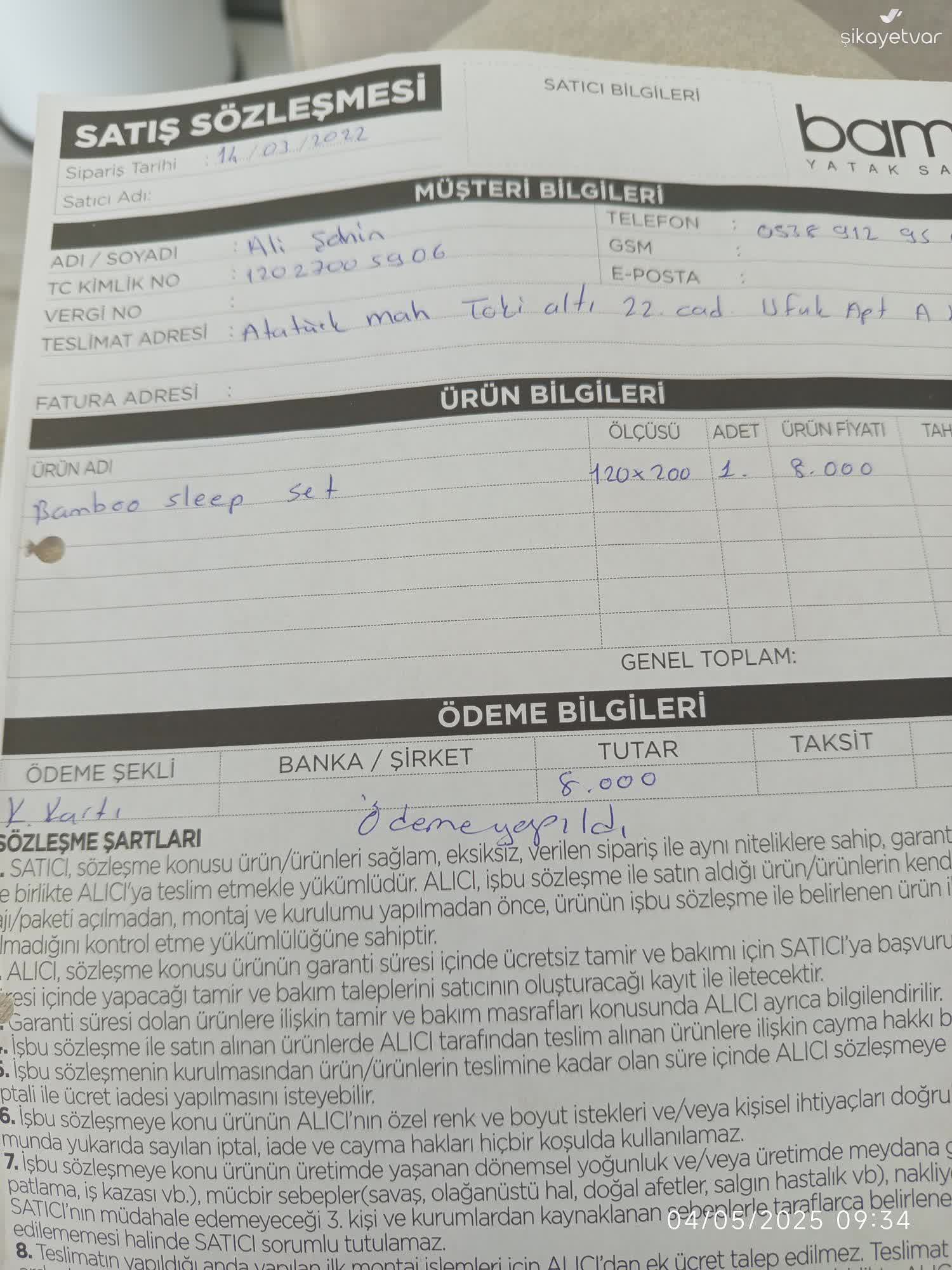 3 Yıllık Bambi Yatak Dikişlerinden Attı, Param Boşa Gitti - Şikayetvar
