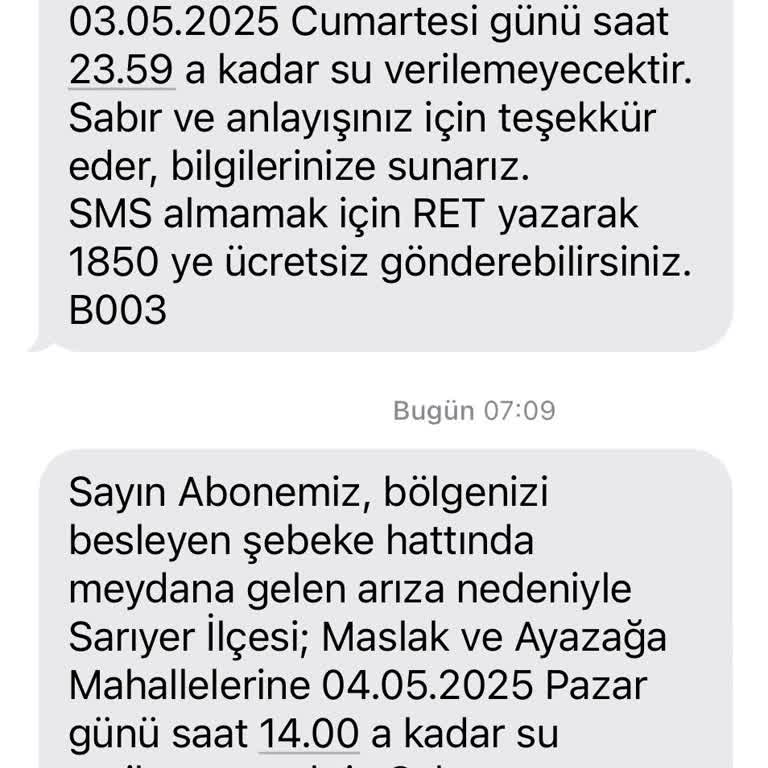 Sarıyer Ayazağa'da Uzun Süren Su Kesintisi Mağduriyeti