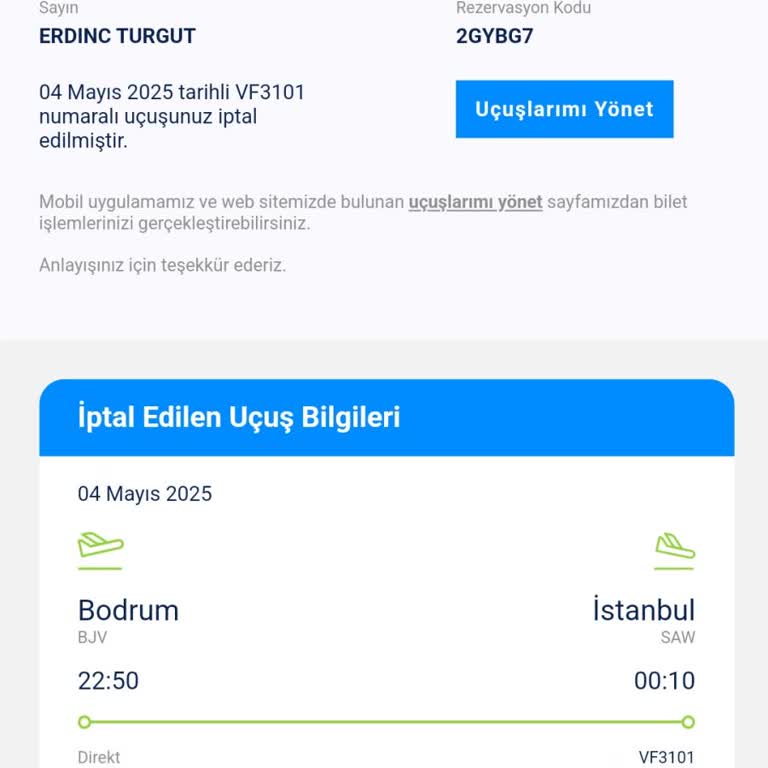 Uçuş İptali Nedeniyle Mağduriyet Ve Tazminat Talebi