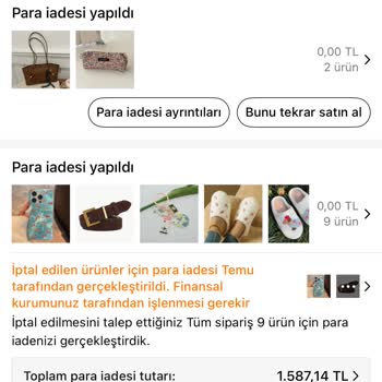 Temu'dan İade Edilen Siparişlerimin Ücreti Hala Hesabıma Yatmadı