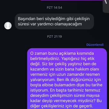 Çekilişten Kazanılan Ürünün Teslim Edilmemesi