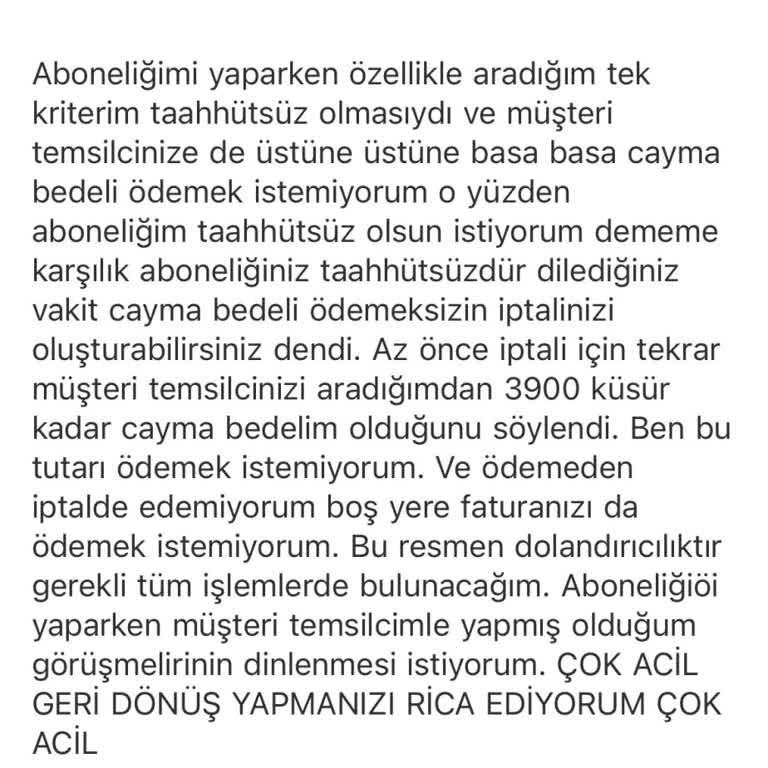 Taahhütsüz Abonelikte Cayma Bedeli Sorunu Ve İletişim Eksikliği