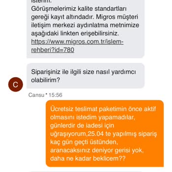 Migros Sanal Market Teslimat Paketi Ve İade Sorunları