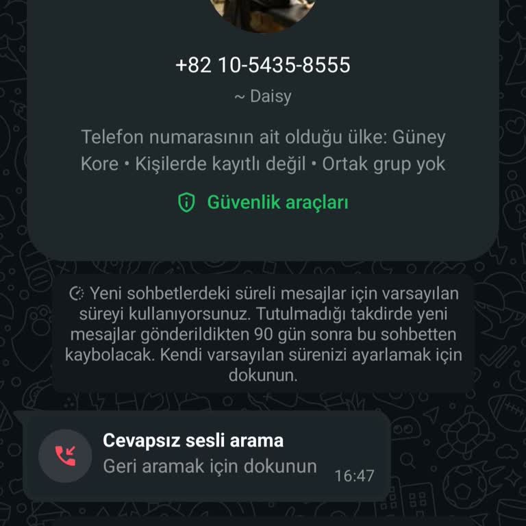 Bilinmeyen Yabancı Numara İle Güvenlik Endişesi Ve WhatsApp'tan Çözüm Talebi