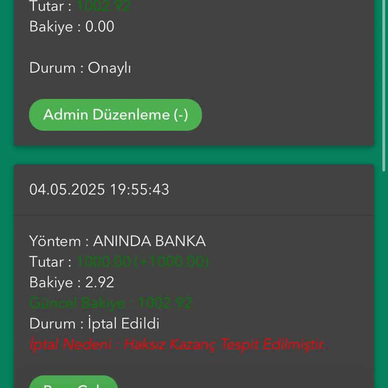 Kazanç Sonrası Bakiye Sıfırlanması Sorunu