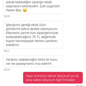 Eksik Sipariş Ve Yetersiz Çözüm Süreci Müşteriyi Mağdur Ediyor