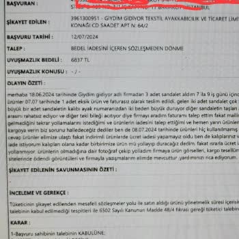 Ayakkabı Firması Hem Ürünleri Teslim Etmedi Hem De Ücret İadesi Yapmadı