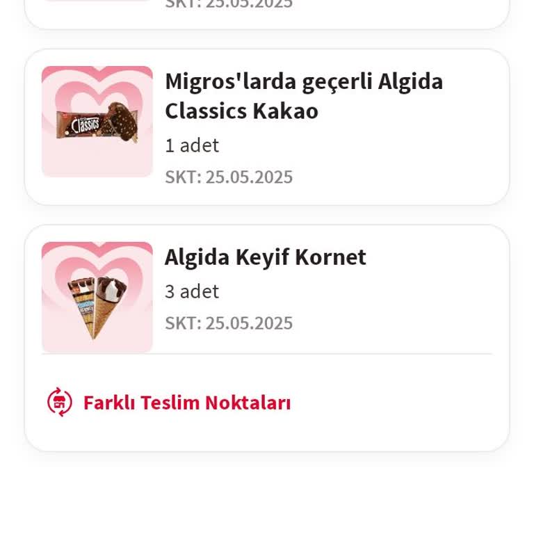 Algida Mobil Uygulamasındaki Bedava Ürün Kampanyası Çalışmıyor