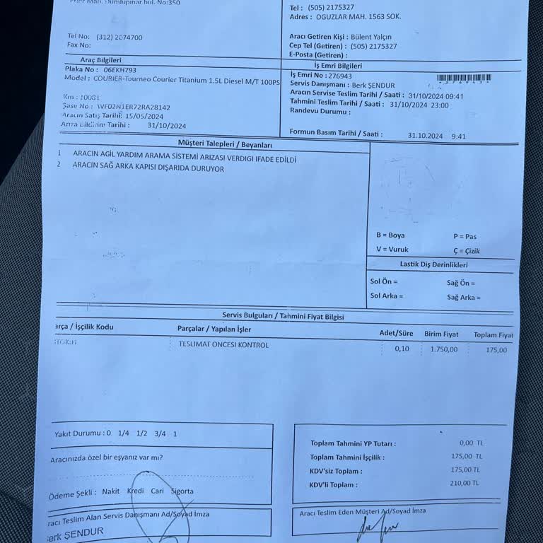 Sıfır Aldığım Ford Courier'da Acil Arama Arızası Çözülemiyor