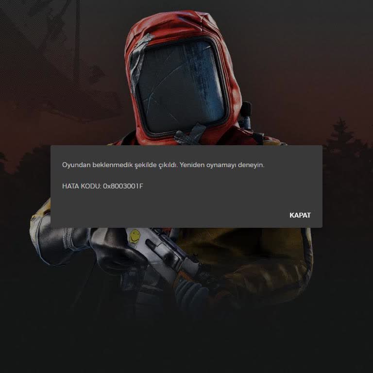 Rust Güncellemesi Sonrası 0x8003001F Hatasıyla Oyuna Giremiyorum