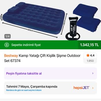 Hepsiburada'da Şişme Yatak Kampanya Fiyatı Ve Sepet Sorunu