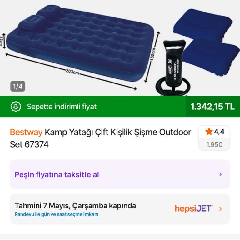 Hepsiburada'da Şişme Yatak Kampanya Fiyatı Ve Sepet Sorunu
