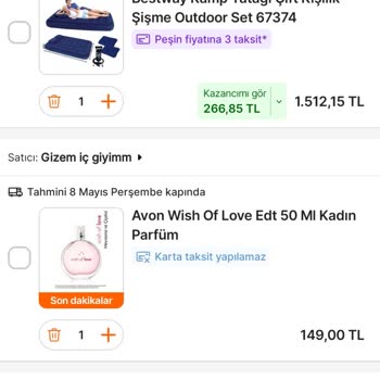 Hepsiburada'da Şişme Yatak Kampanya Fiyatı Ve Sepet Sorunu