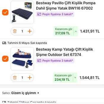 Hepsiburada'da Şişme Yatak Kampanya Fiyatı Ve Sepet Sorunu