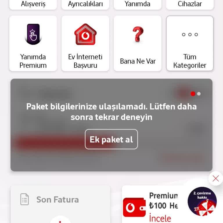 Vodafone Uygulamasında Hediye İnternet Kullanımı Sorunlu