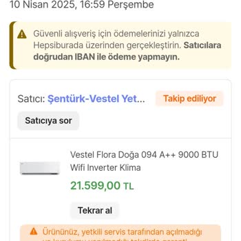 Teslimatı Geciken Klima İçin Hepsiburada'dan Yetersiz Bilgilendirme