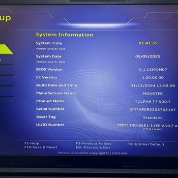 Monster T7 V20.7.2 Sürekli BIOS Ekranında Kalıyor Kronik Arıza Şüphesi