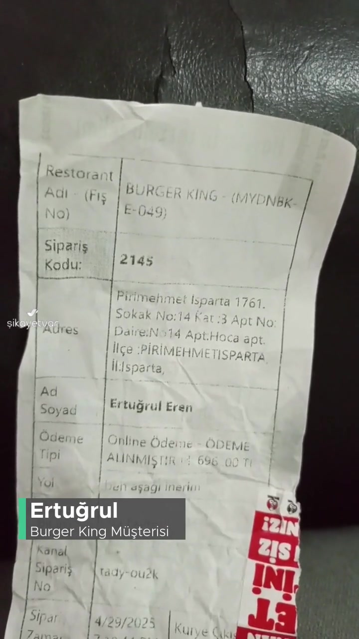 Burger King Eksik Sipariş! videonun kapak resmi