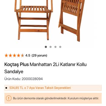 Sipariş Edilen 2'li Sandalyeden Sadece 1 Adet Teslim Edildi