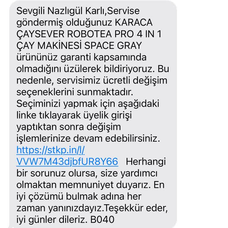 Garanti Süresi Devam Eden Üründe Ücretli Değişim Ve İlgisizlik